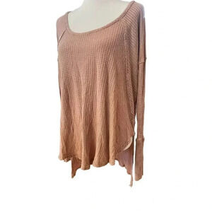 free people ventura long sleeve waffle knit boho top size M